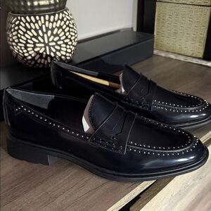 NEW IN BOX Eden Franco Sarto Black Studded Loafers
